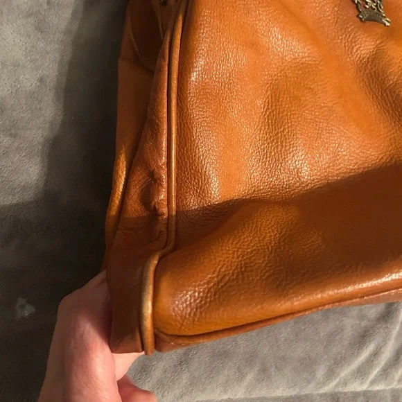 Pratesi Leather Top-Handle Satchel in Cognac Brown - Picture 9 of 9